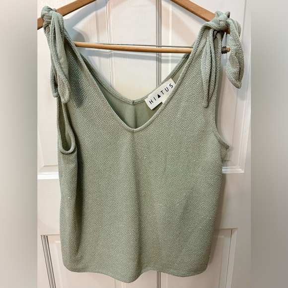 Sage Green Tie Shoulder Tank Top Size Large - Picture 1 of 4